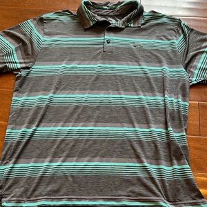 Under Armour Men's Polo Shirt - Black and Green Stripes
